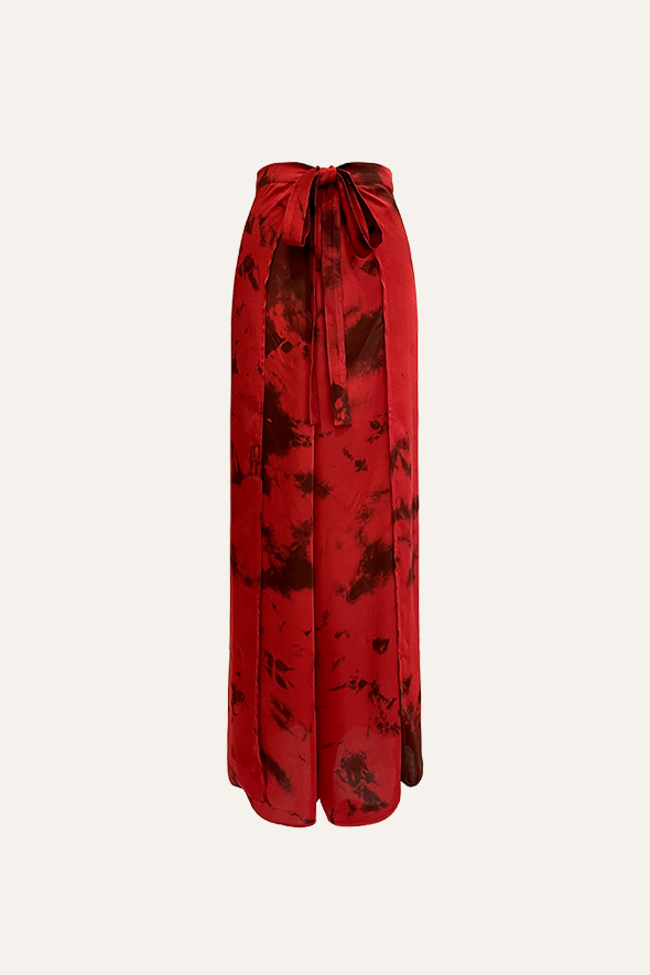 Stellar Jumpsuit in Red Tie-die, Multiway drapable in jumpsuit and pants from Aroka.