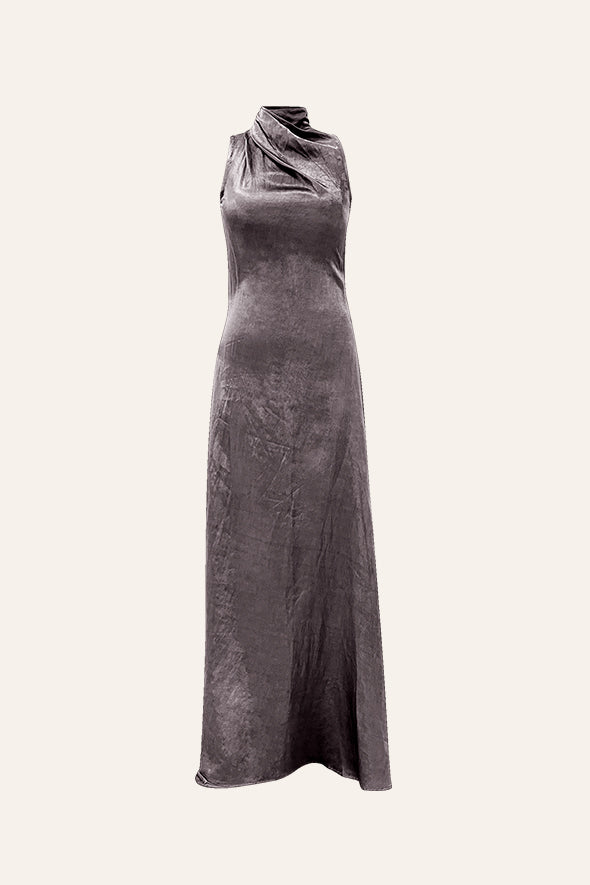 Stellar Silver Cowl Dress