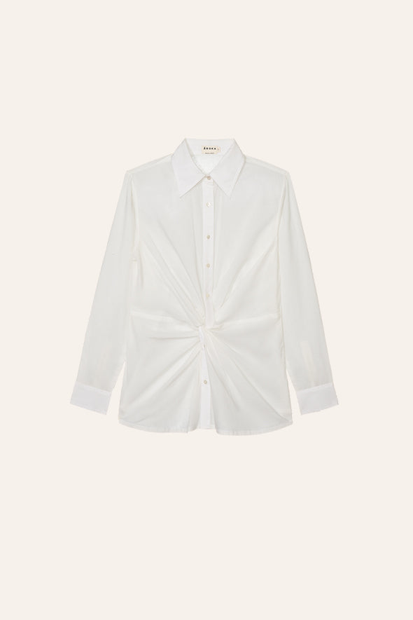 White Organic Cotton Twist Shirt from Aroka.