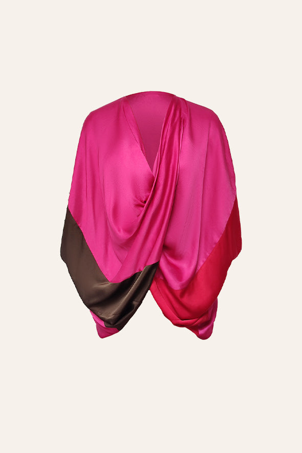 Handmade with modal satin, drape kaftan styled top from Aroka.