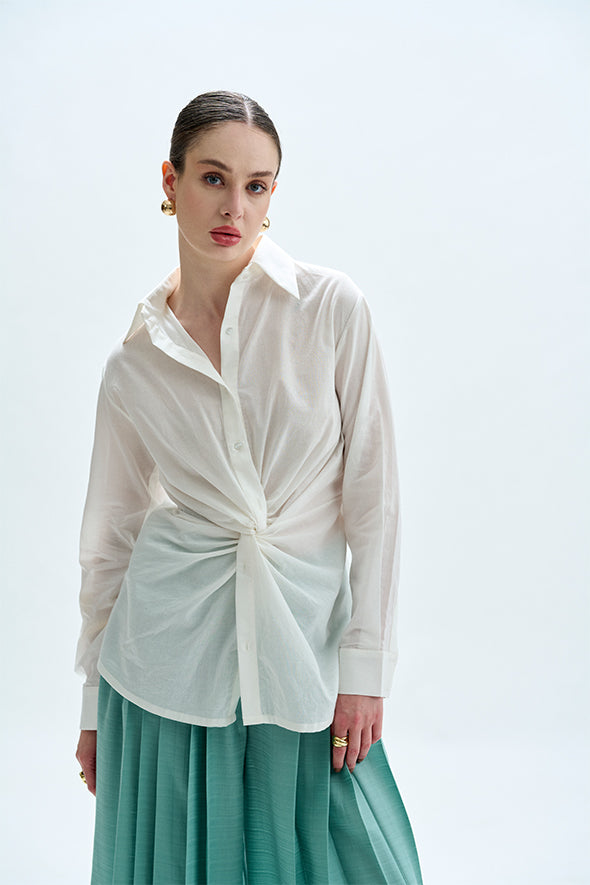White Organic Cotton Twist Shirt from Aroka.