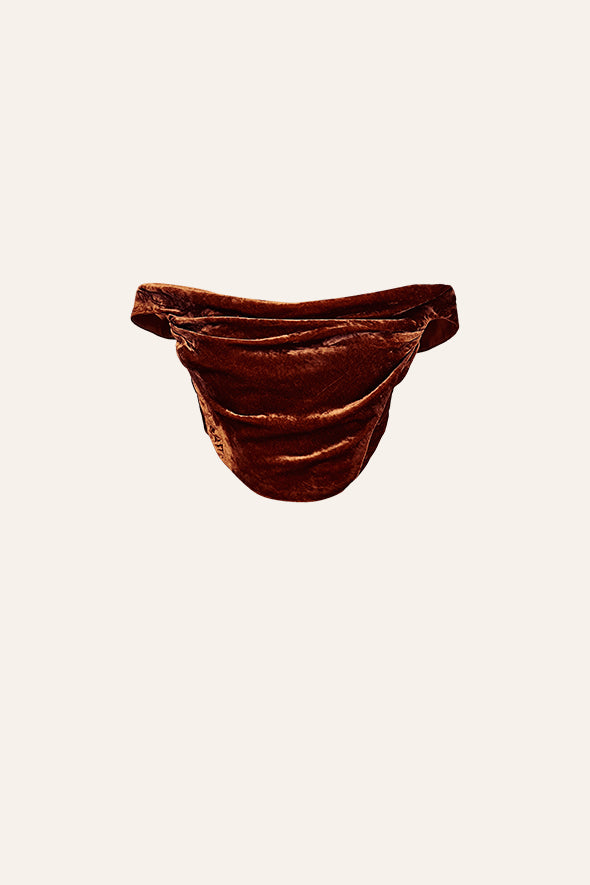 Amber Silk Velvet Draped Corset