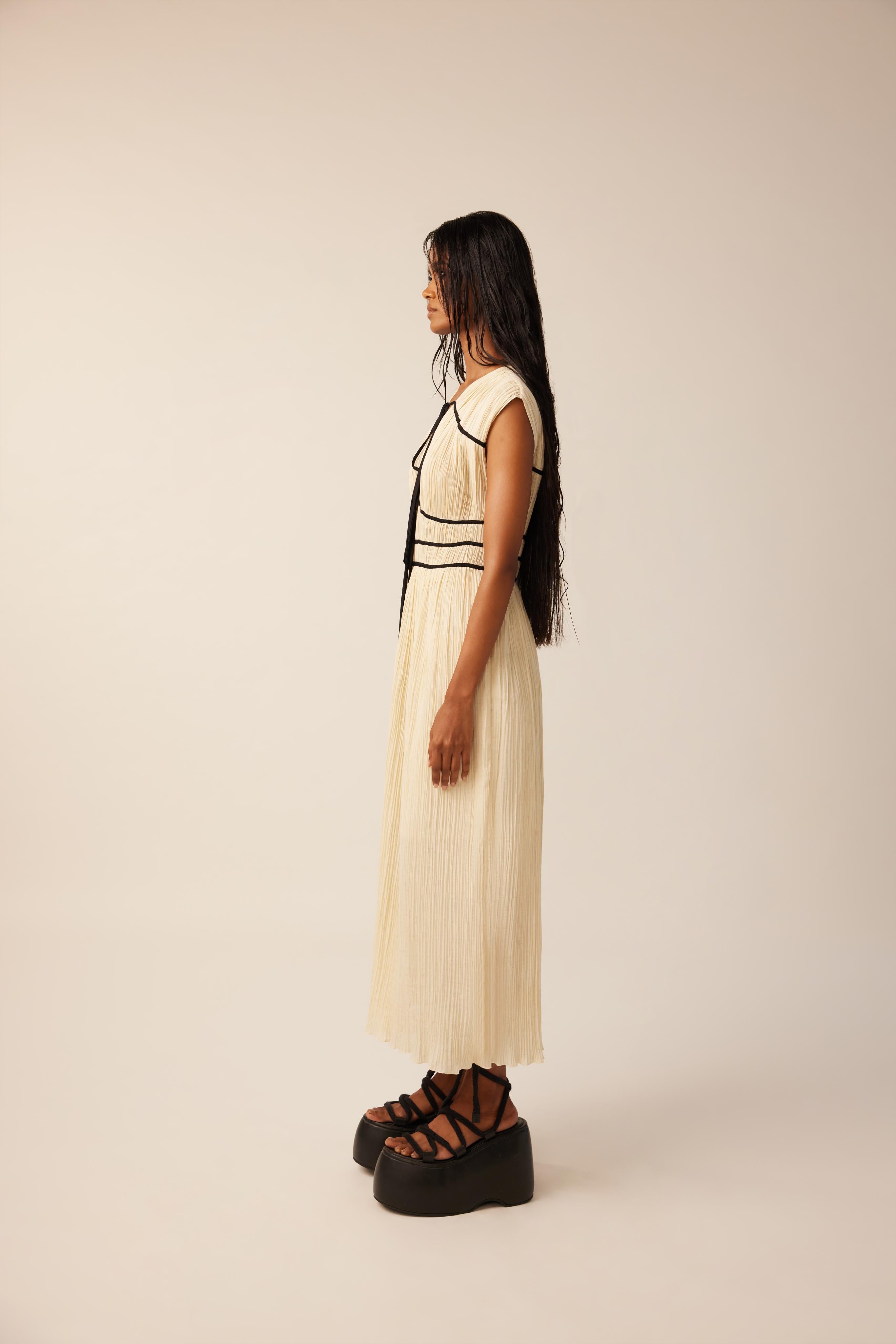 Romantique Ruched Dress in Off White
