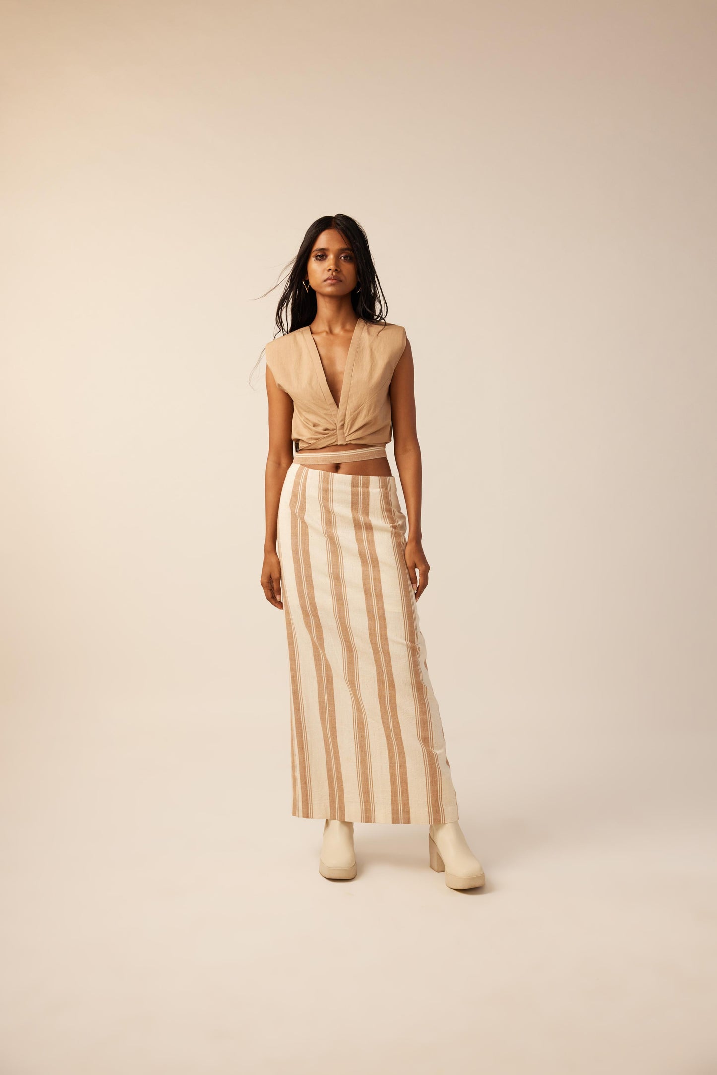 Sleek Stripes Cutout Skirt