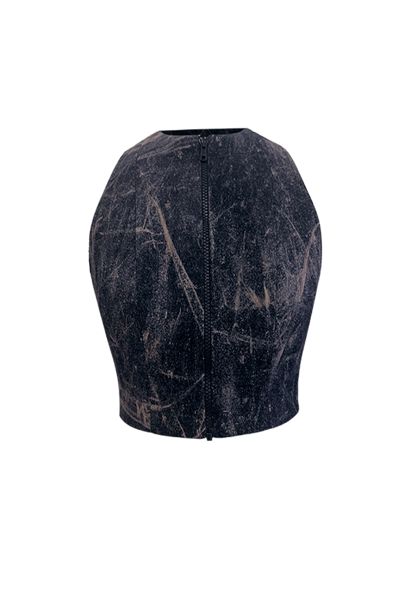 Steel grunge Denim T-back top