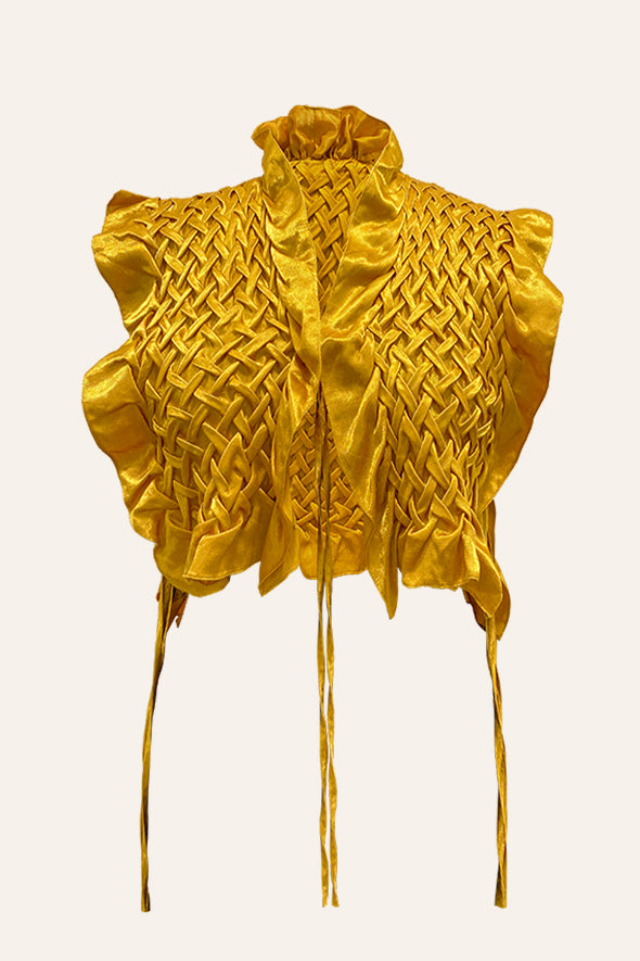 Mashru Honey Yellow Top, contemporary blouse from Aroka.