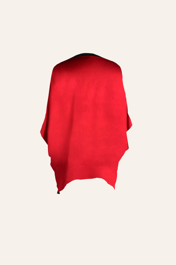 Relaxed and Loose-fit Red Modal Satin Kaftan in tie-dye pattern from Aroka.