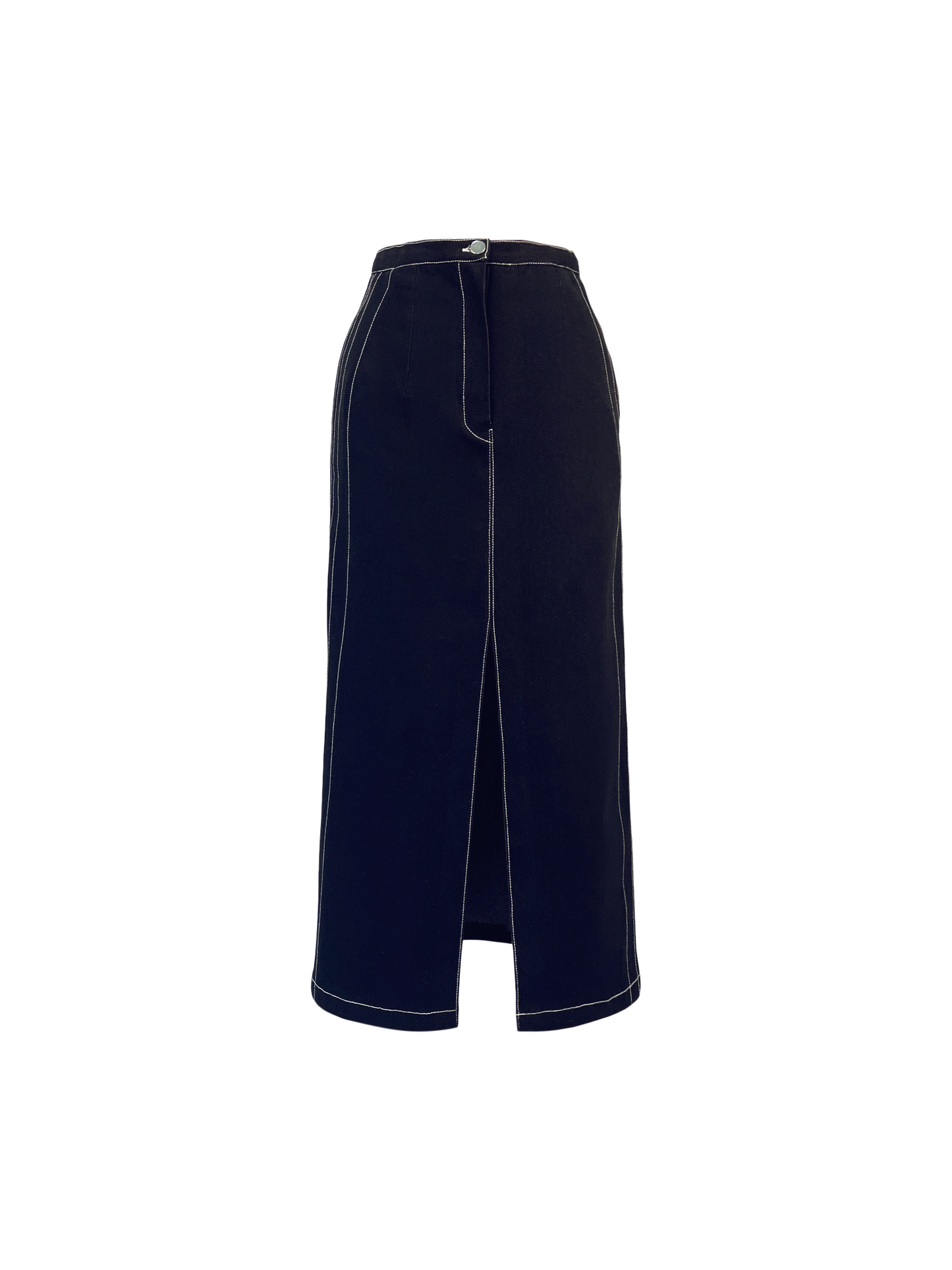 Ebony edge denim skirt