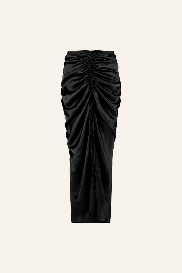 Mashru top and Modal Satin Skirt Co-ord Set in Black from Aroka.