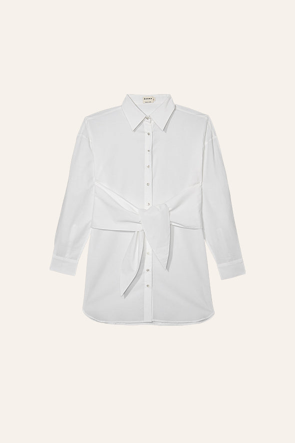 White Shirt with Waist Tie-up