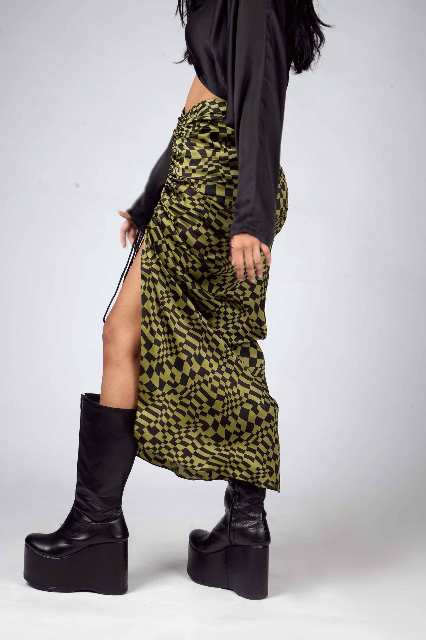 Sedona Skirt in Green and Black Checks