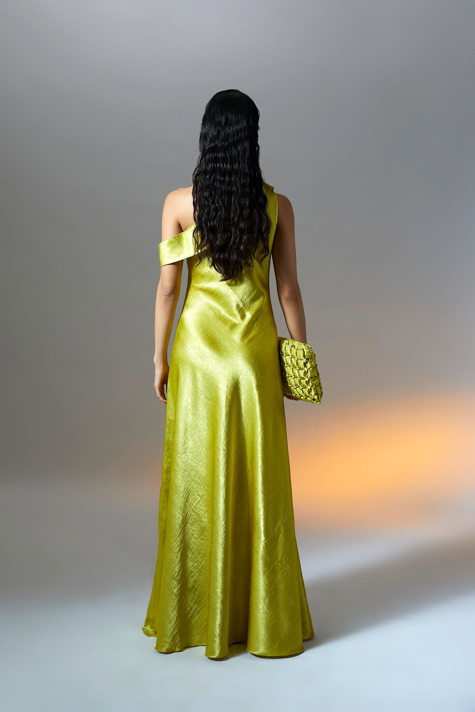 Fit and Flare off-shoulder dress in lemon colour dress from Aroka.