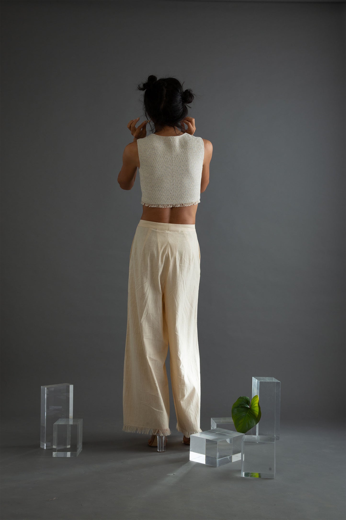 Hey There Dahlia Tweed Top with a Frayed Hem