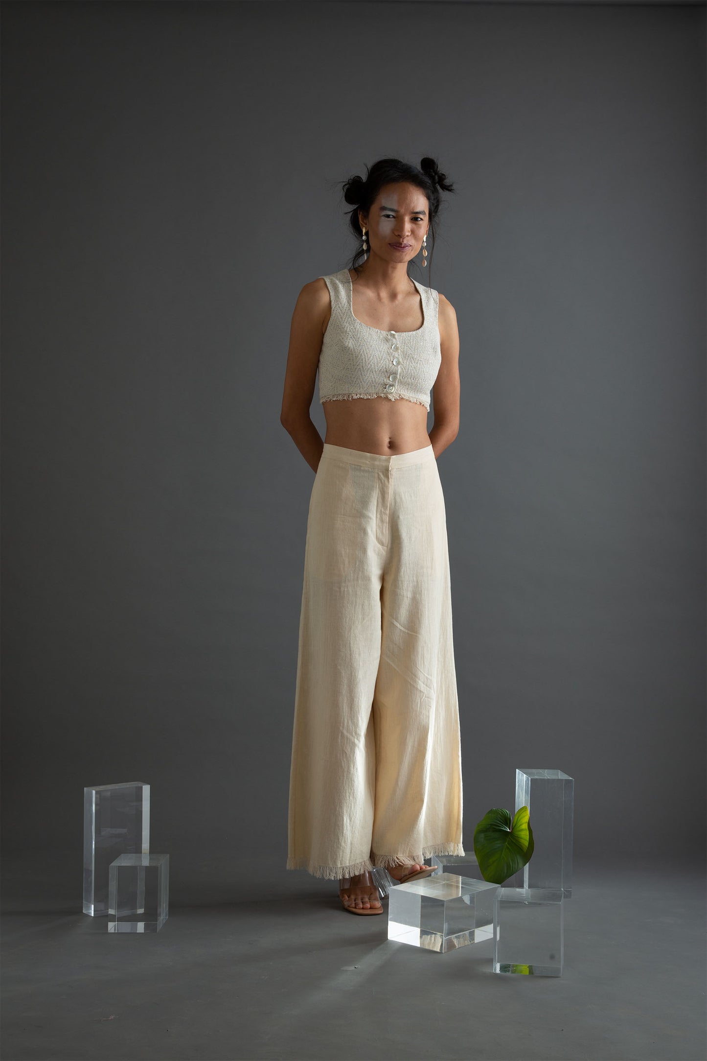 Tweed Top with Frayed Hem