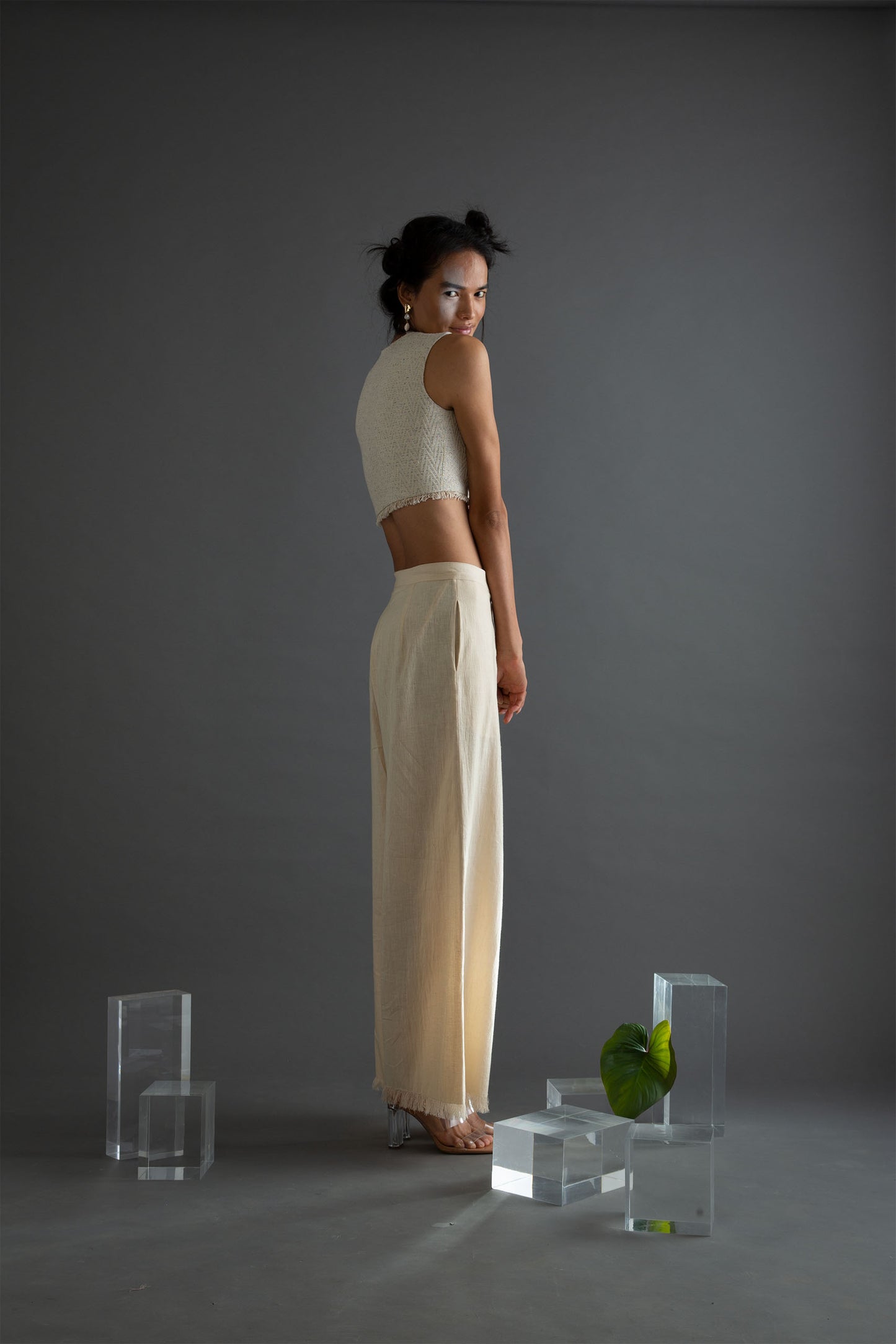 Tweed Top with Frayed Hem