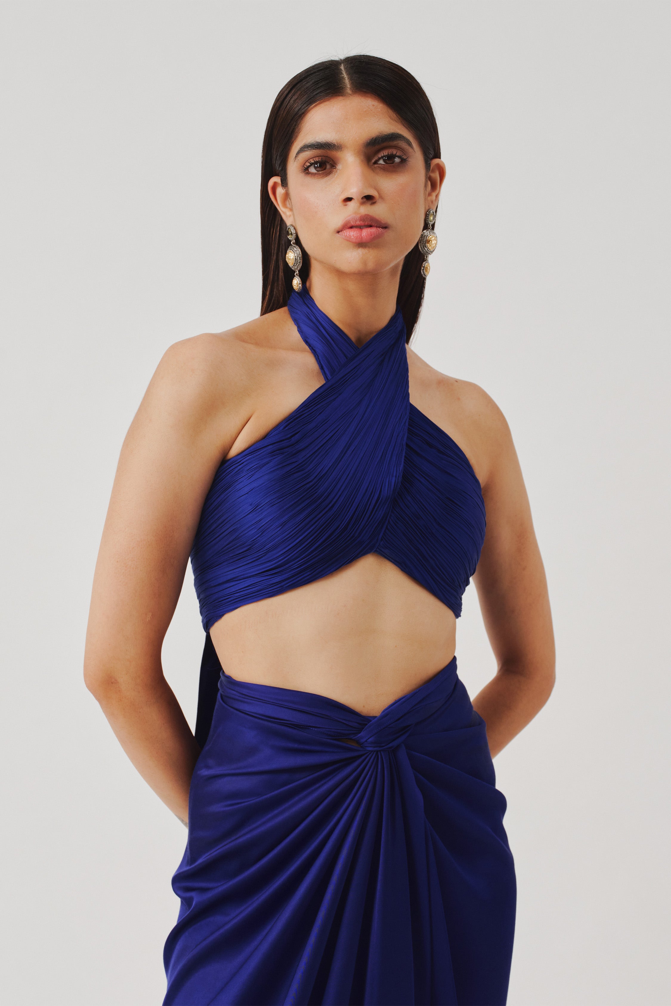 Hope Halter with Elastic back in Blue
