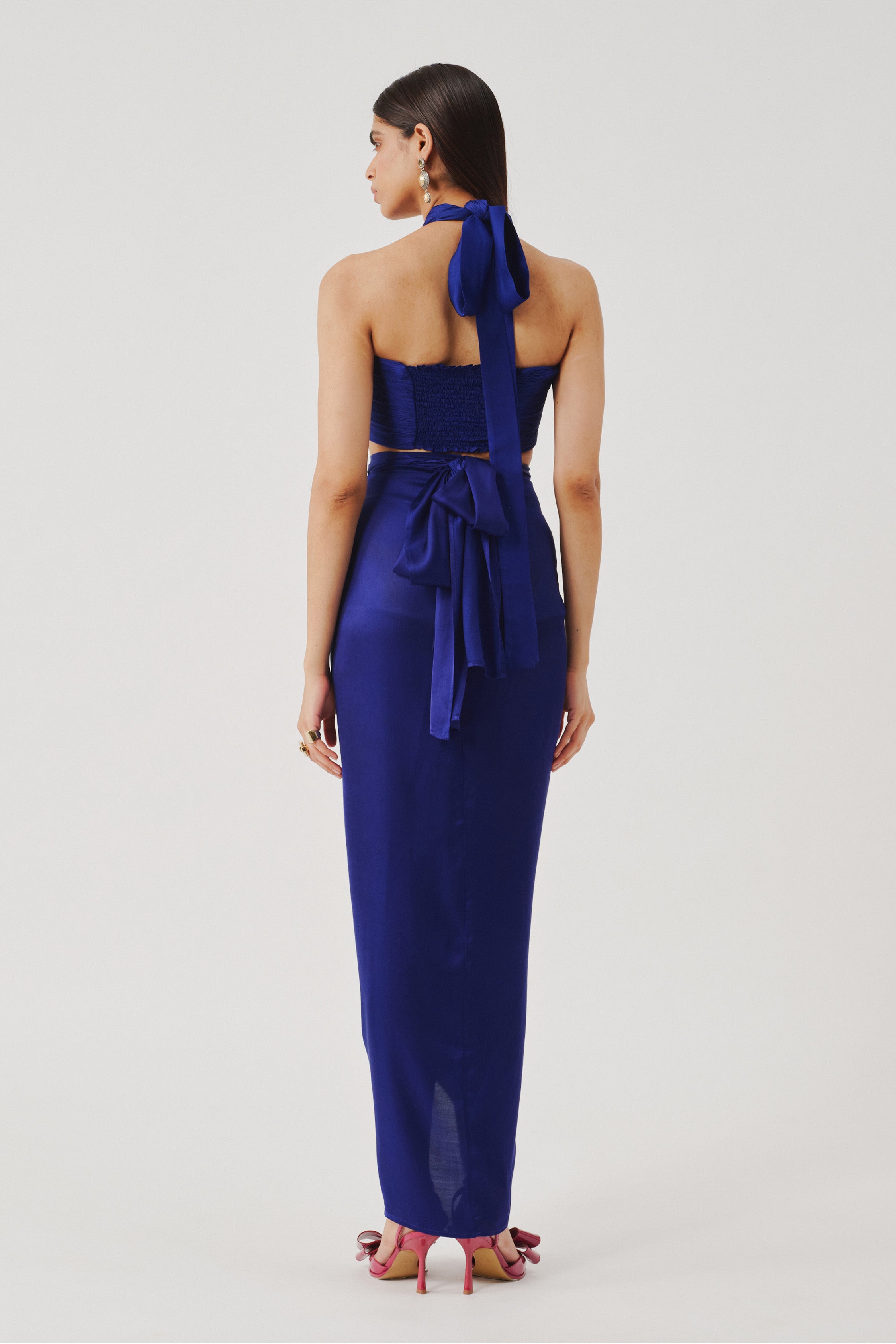 Hope Halter with Elastic back in Blue