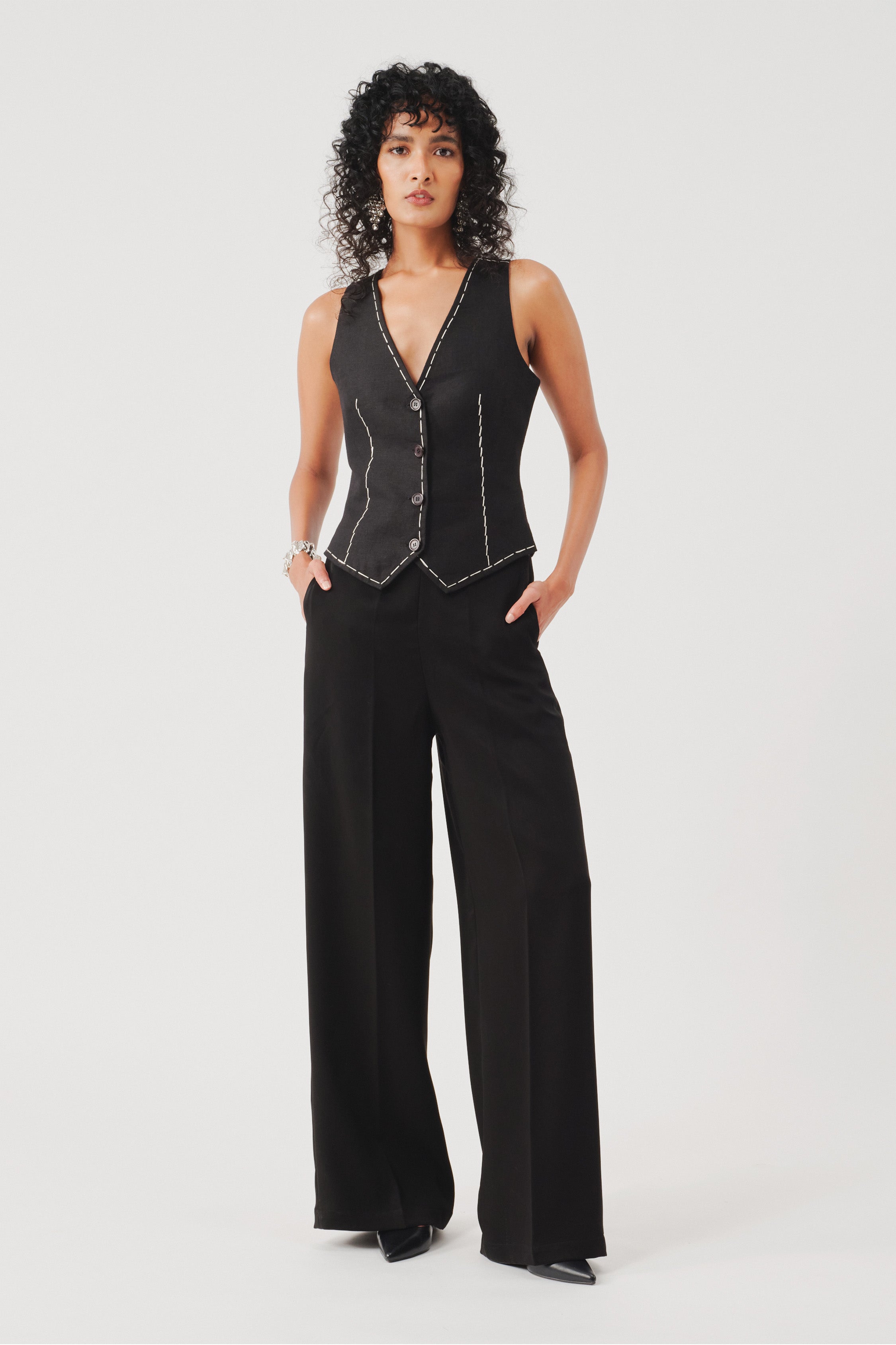 Darcy Black High-Rise Wide-Leg Pants