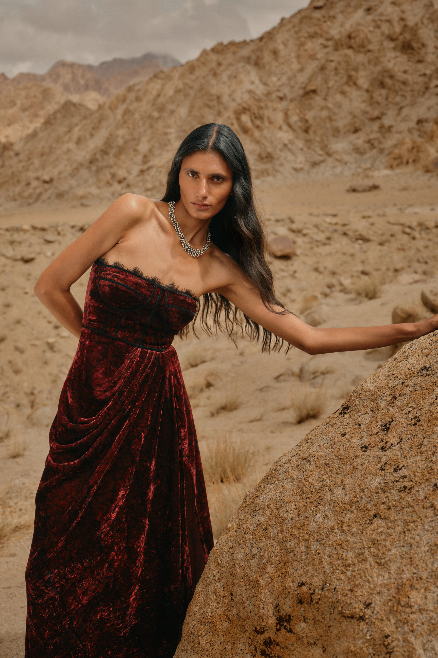 Charlotte velvet ajrakh gown