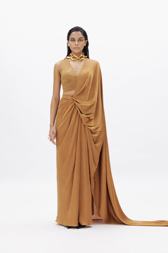 Jasmine Draped Concept Saree in Golden