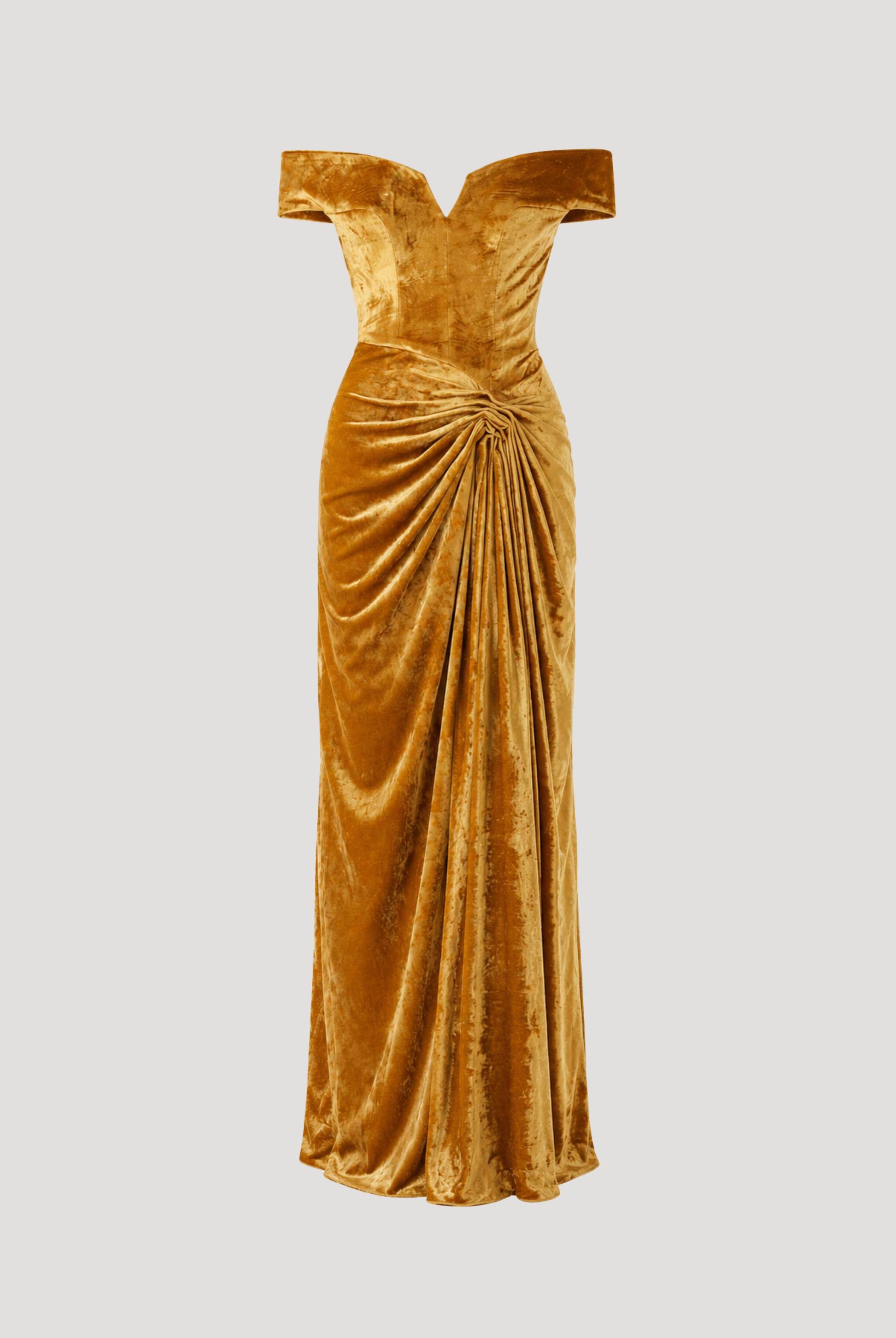 Molten Gold Off-Shoulder Gown