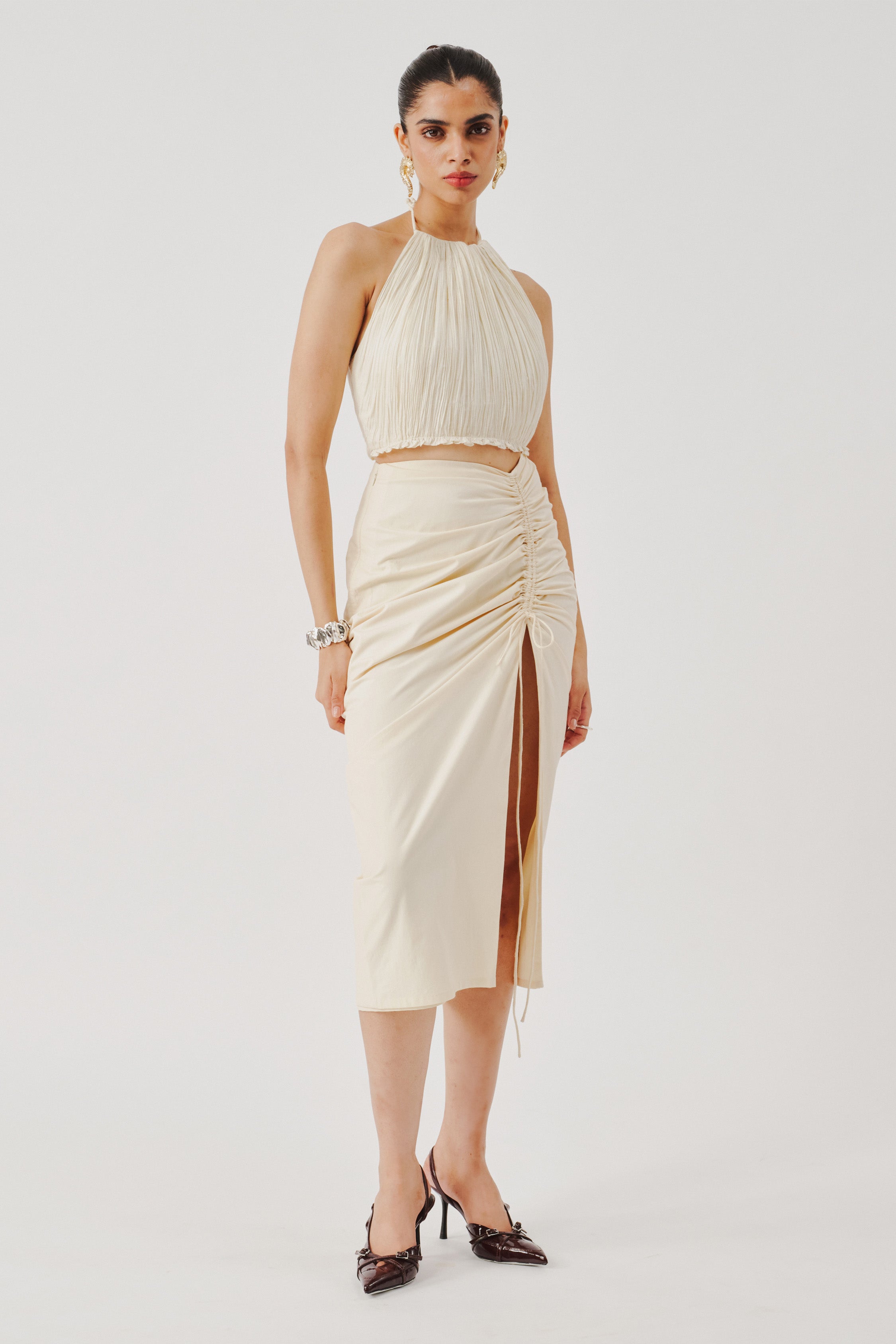 Lucid Muslin Halter Neck Top | Artisanal Luxury | Āroka