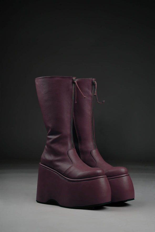 Pluto High Platform Boots in Burgundy