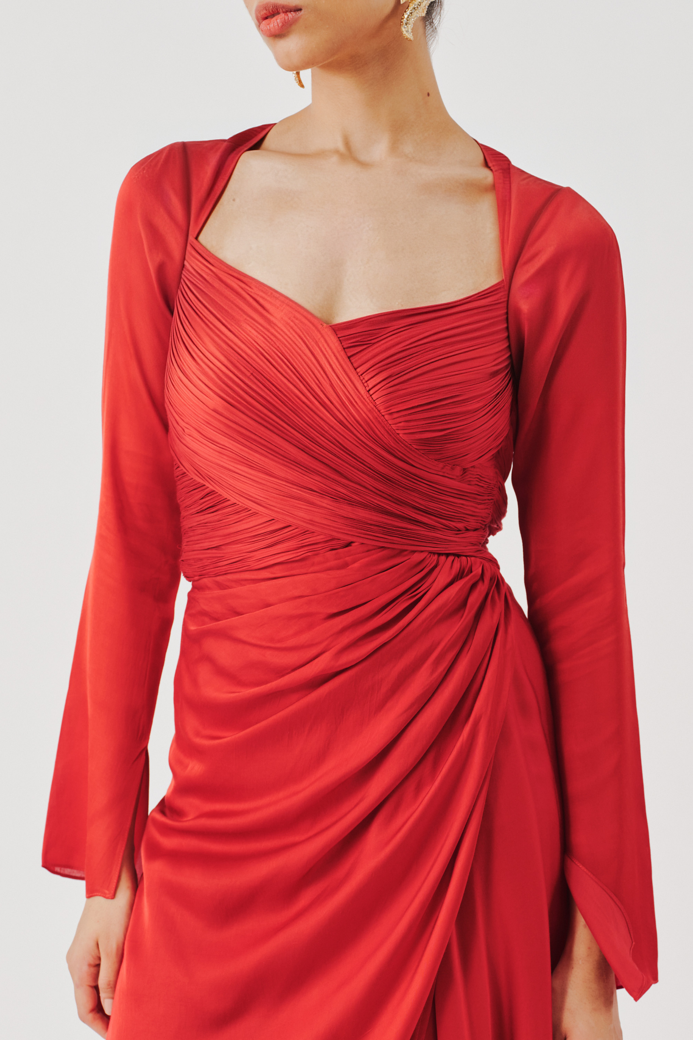 Grace Ruched Dress in Red