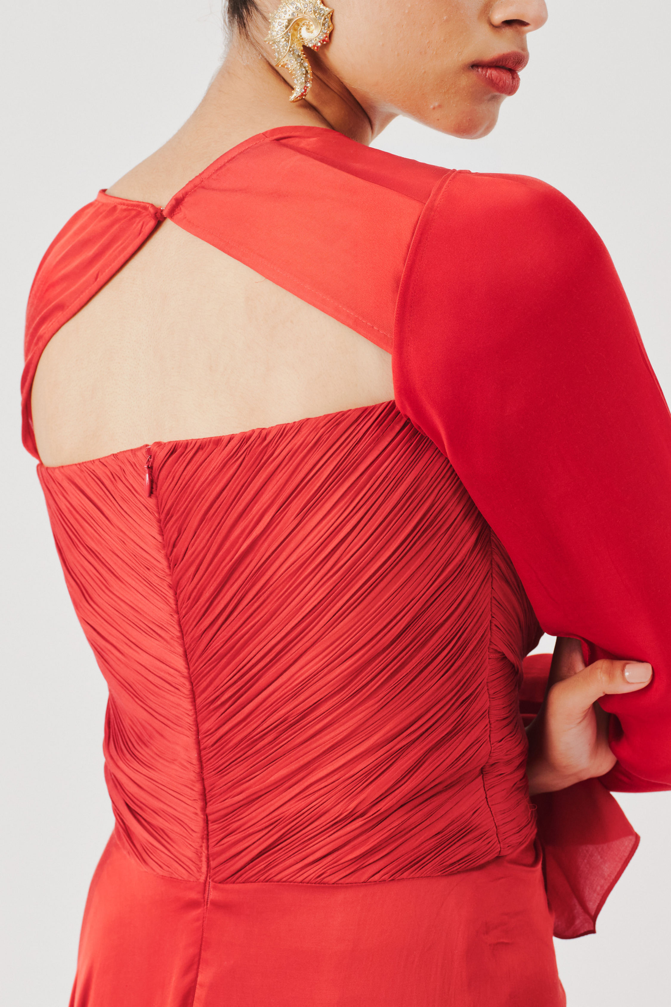 Grace Ruched Dress in Red