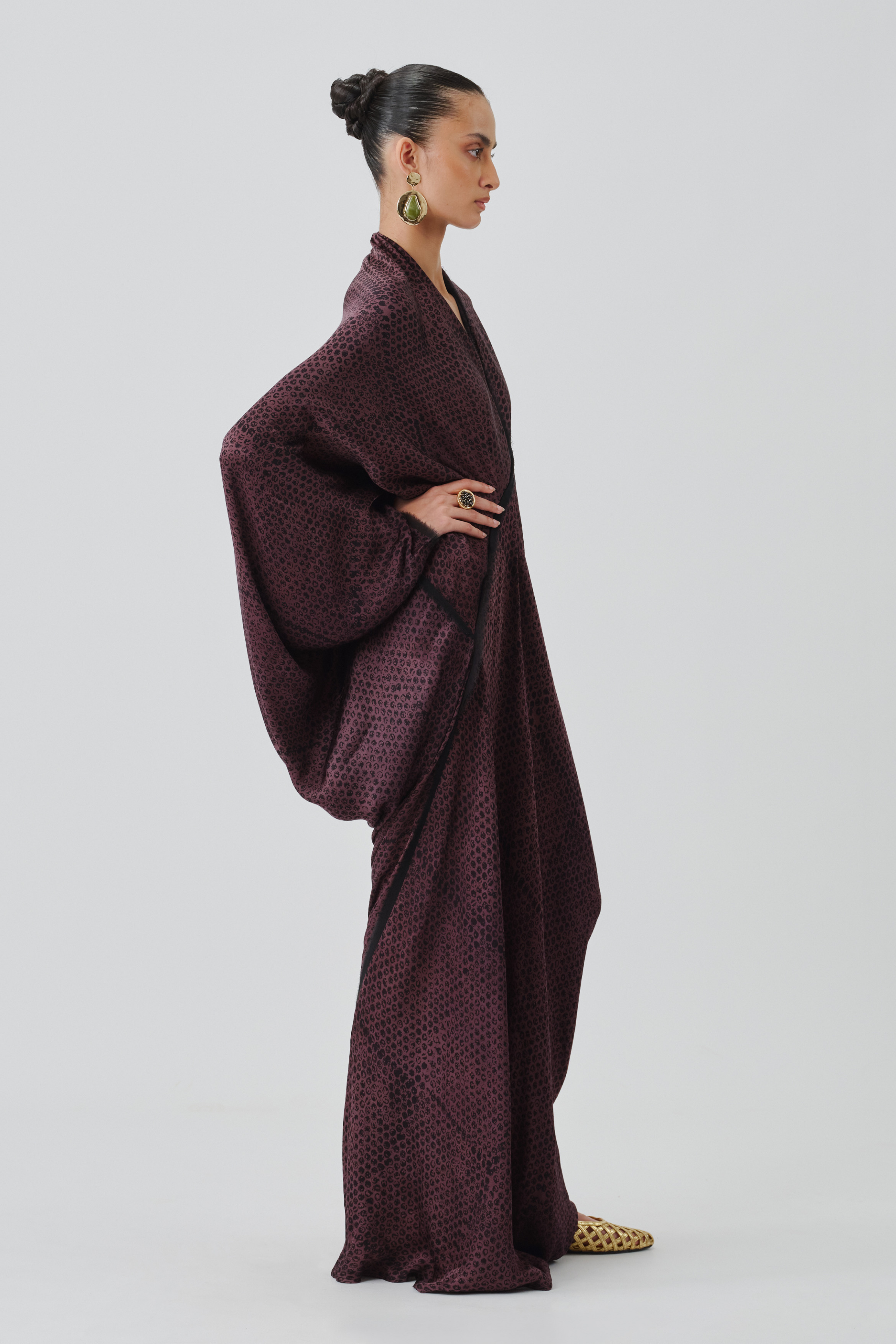 Side profile full view of amaya kaftan