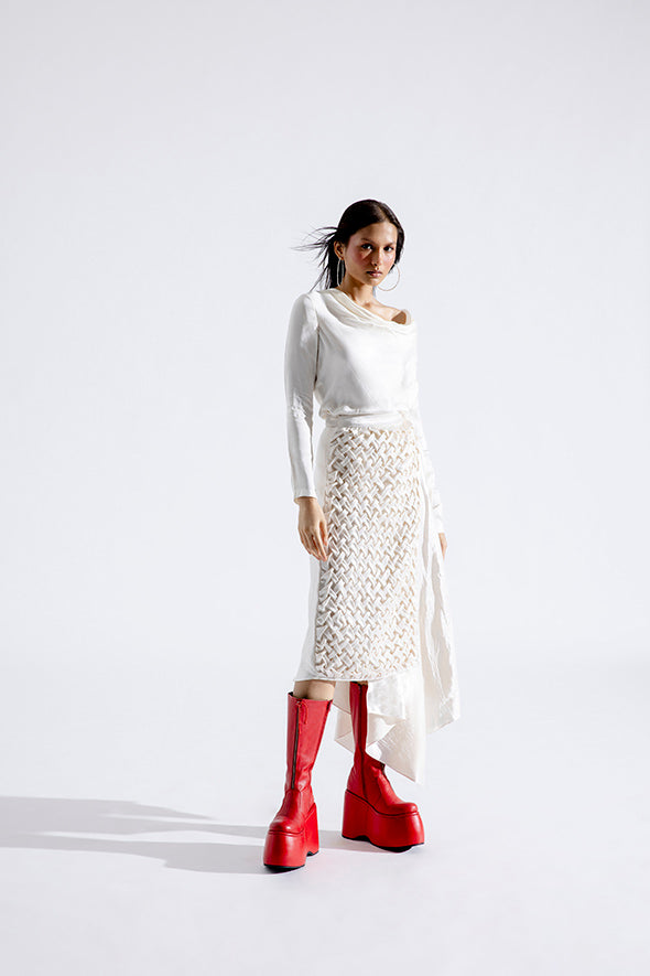 Cream Cocoon Wrap Skirt