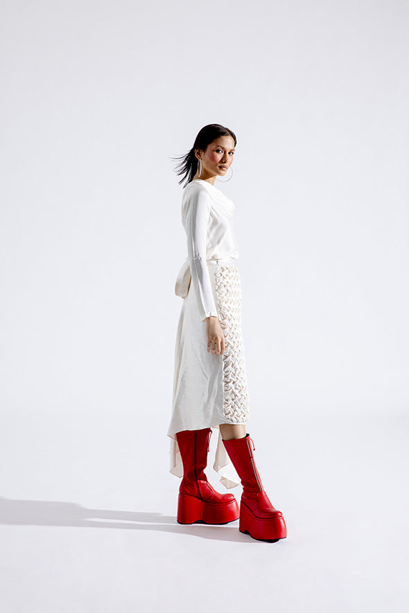 Cream Cocoon Wrap Skirt