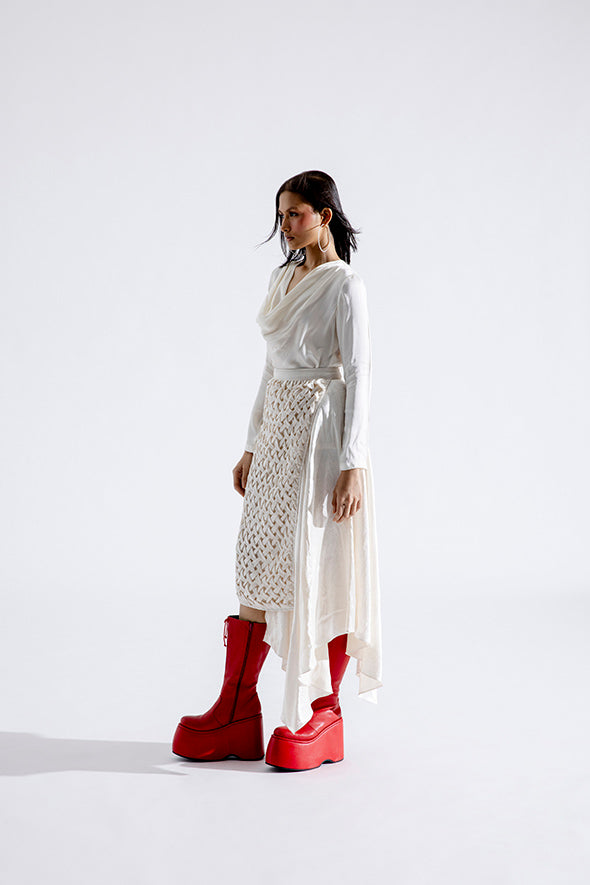 Cream Cocoon Wrap Skirt