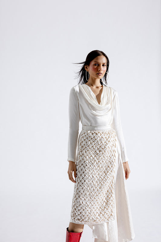Cream Cocoon Wrap Skirt