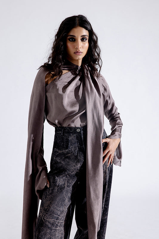 Misty satin scarf top