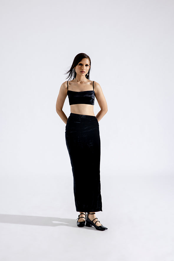 Clara silk velvet skirt