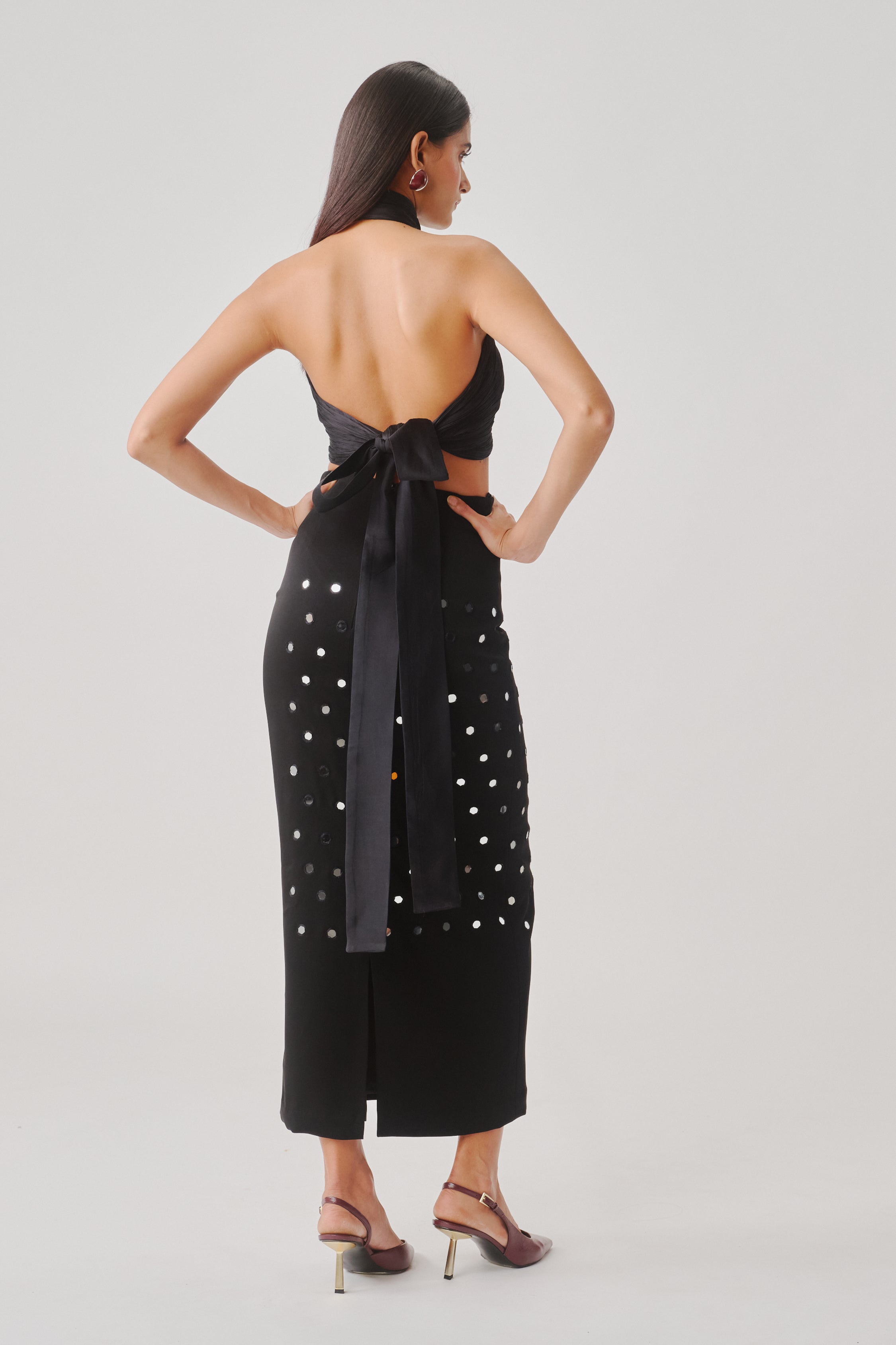 Nocturne Set, close-up back view of top and skirt