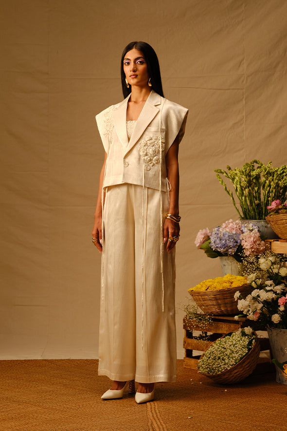 Molly Pintuck Pants in Ivory