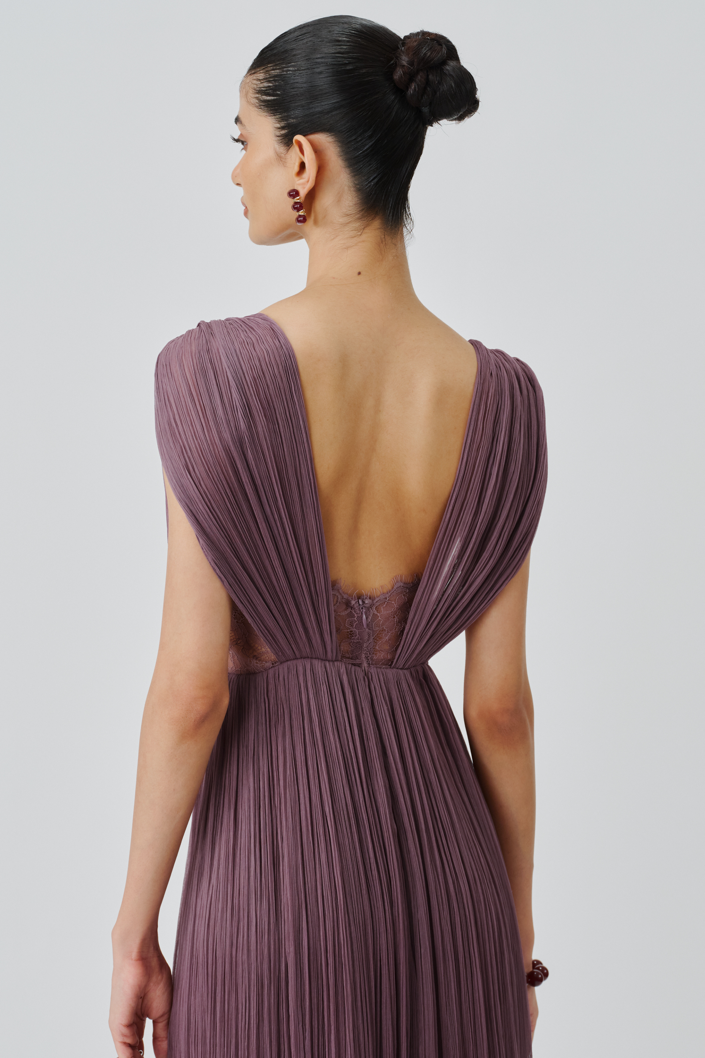 Close up back view of bellflower gown