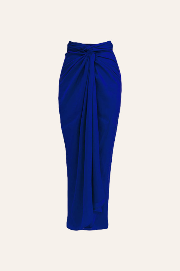 Honey Multiway Draped Skirt in Blue- versatile multiway draped skirt and sarong from Aroka.