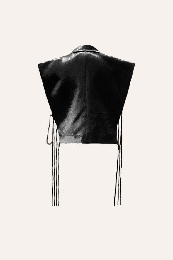 Black Floral Embroidered Bib with tie-up strings for Cocktail Party from Aroka.