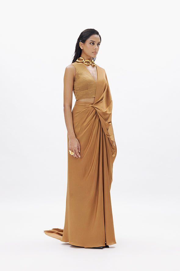 Versatile zari mashru zipper back blouse from Aroka.