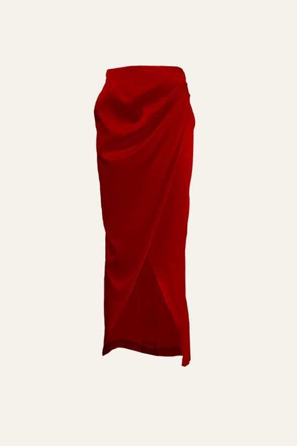 Carapace Overlap Skirt in Red