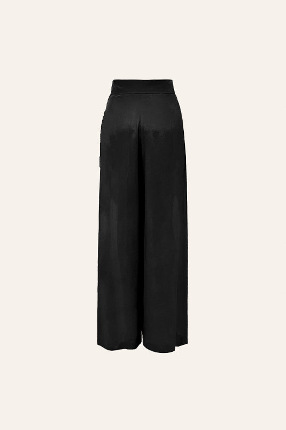 Aroka Black pants tailored from premium Moroccan crepe, offering a sleek, straight fit with welt pockets.