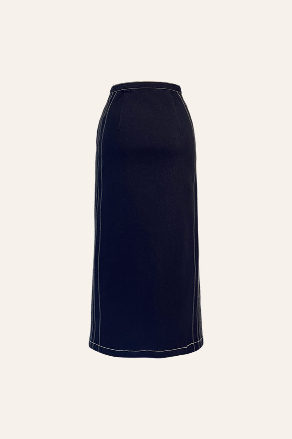 Ebony edge denim skirt