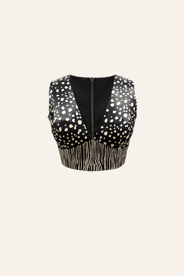 Fox Plunge Blouse in Metamorphosis Print