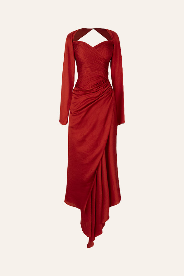 Grace Ruched Dress in Red