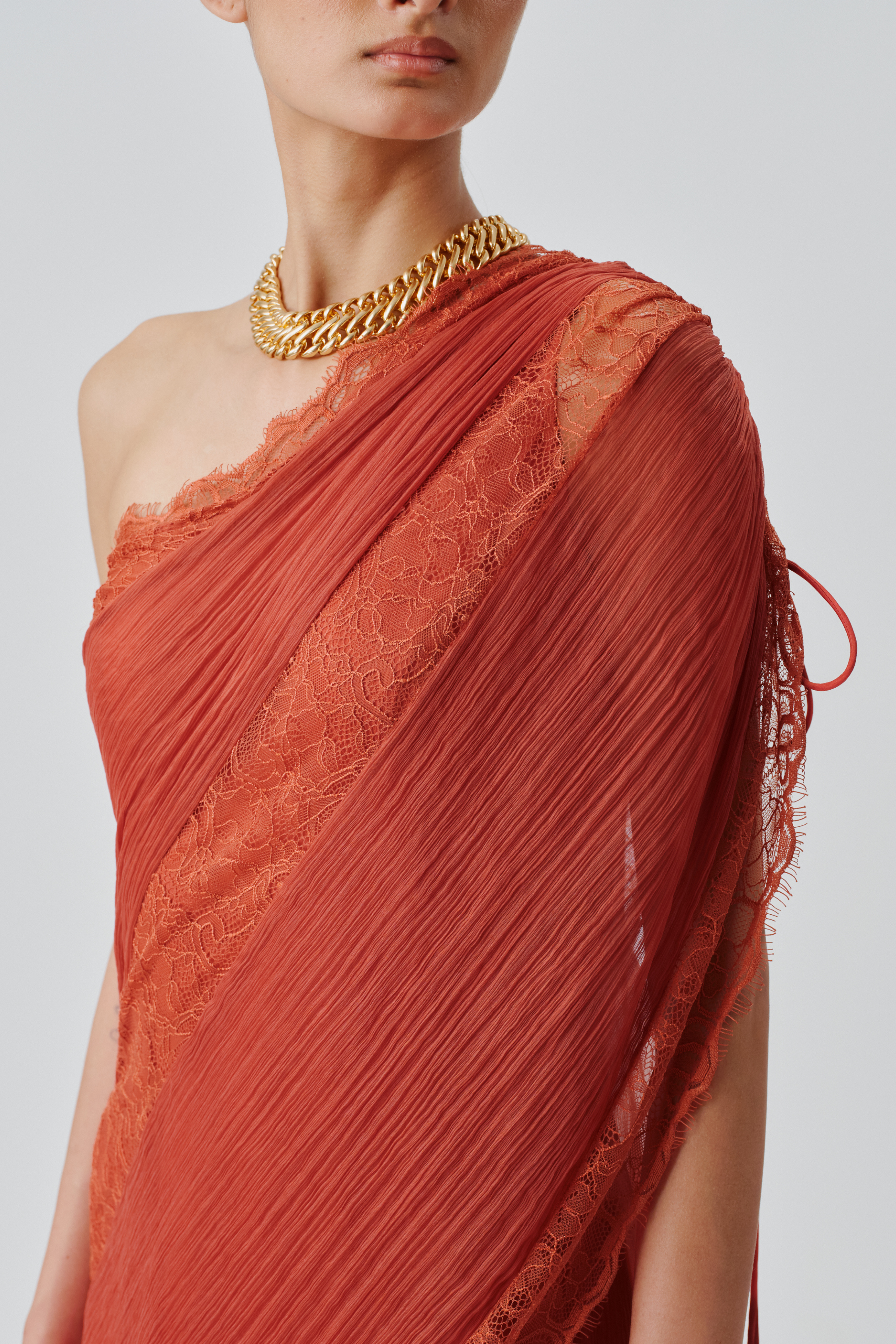 Close-up neckline view of ira dress