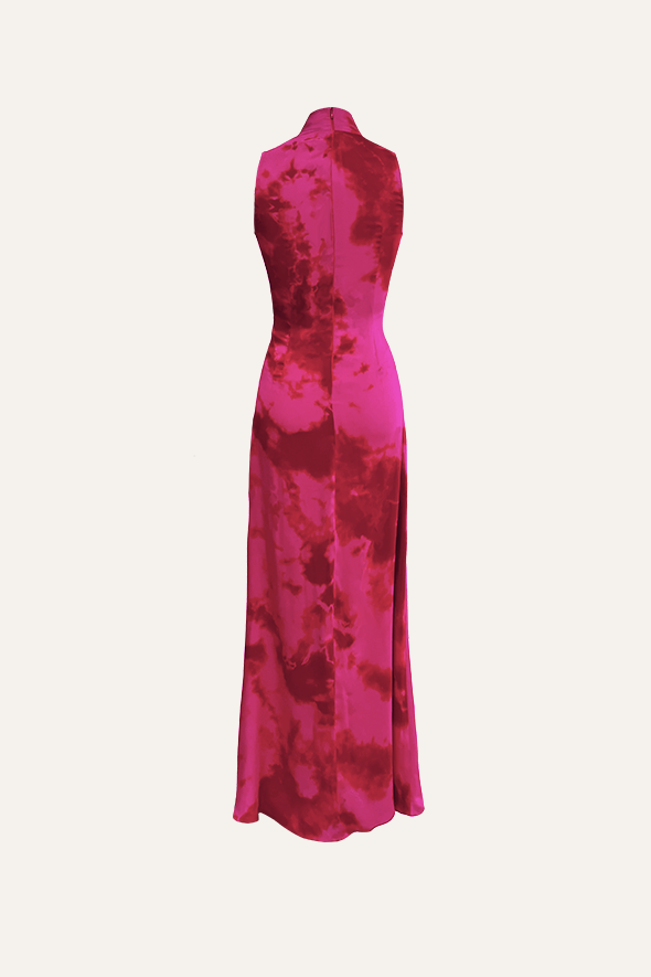 Handcrafted Date Night Dress, Kiara Draped Dress in Pink by Aroka.