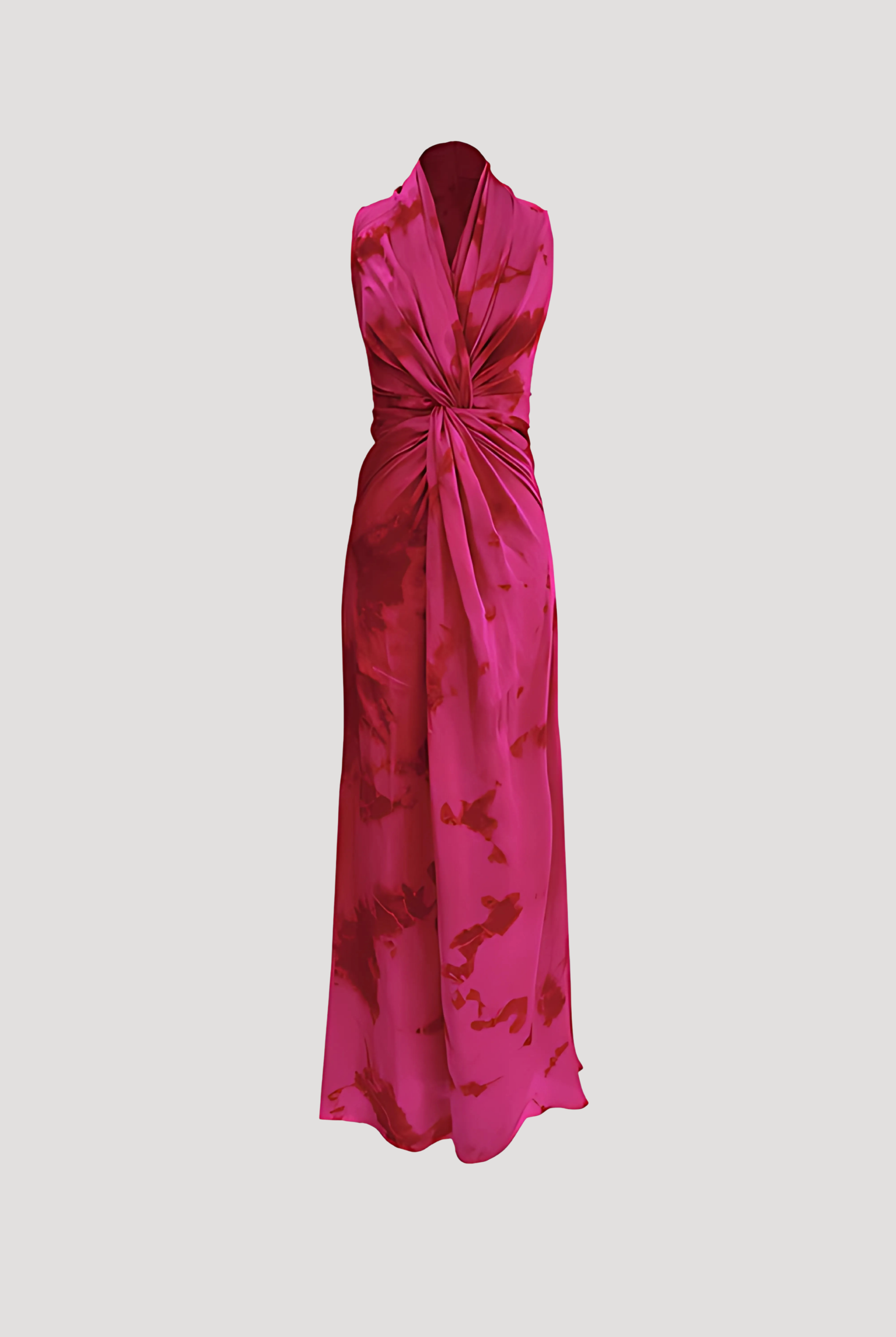 Flatlay front image of kiara draped dress in hot pink